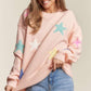 ADORA Blush Stars Pattern Round Neck Drop Shoulder Sweater Sweaters