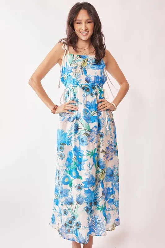 Davi & Dani Tropical Boho Printed Detail Cut Out Maxi Dress Maxi Dresses