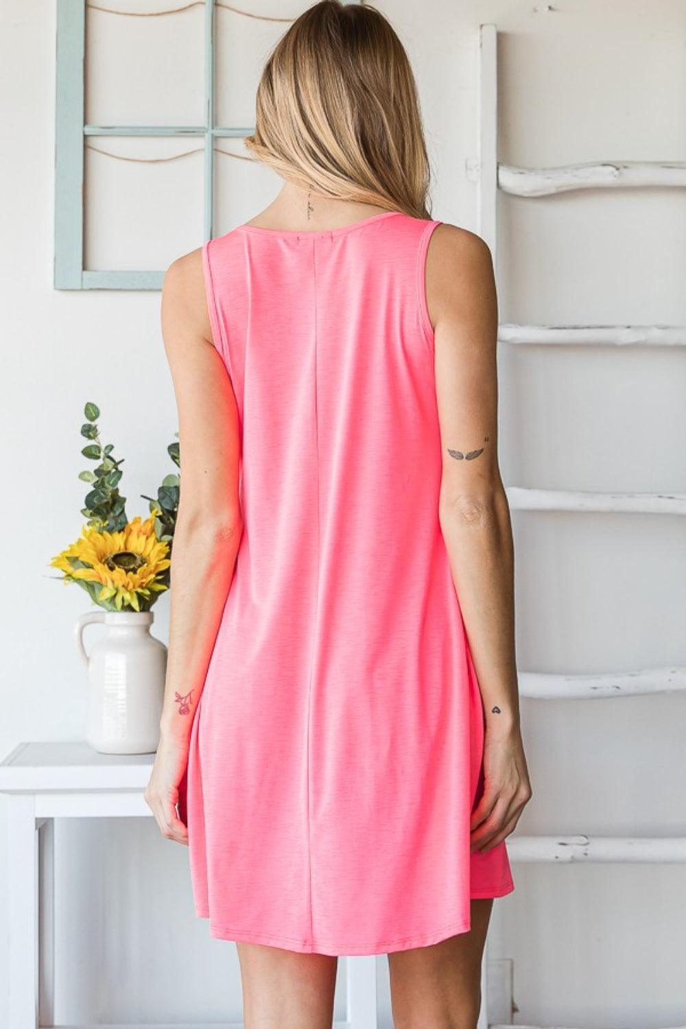 Heimish Full Size V-Neck Mini Tank Dress with Pockets Tank Dresses