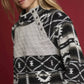 Umgee Aztec Print Sherpa Pullover - DAVERRI FASHIONS