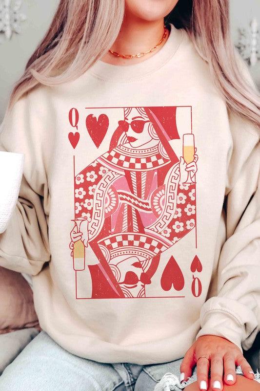 Champagne Queen of Hearts Graphic Sweatshirt SAND Graphic Sweatshirts