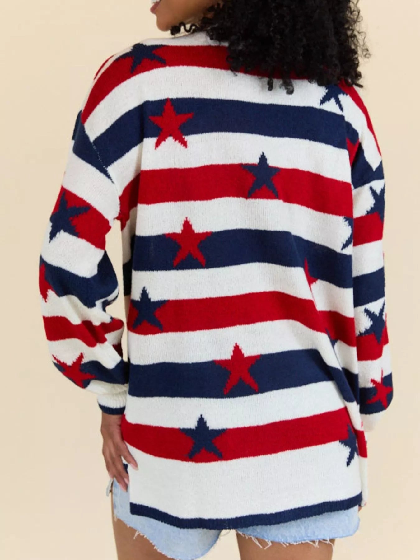 Daverri Stars and Stripes sweater with red white navy stripes stars