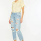 Kancan Mid Rise Distressed Boyfriend Jeans - DAVERRI FASHIONS