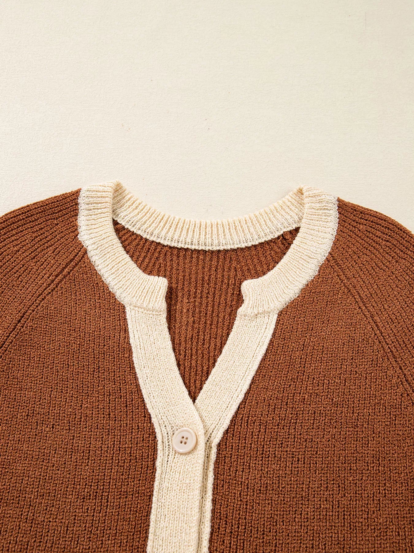 Contrast Knit V Neckline Cardigan | Cardigans Daverri Fashions