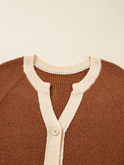 Contrast Knit V Neckline Cardigan | Cardigans Daverri Fashions