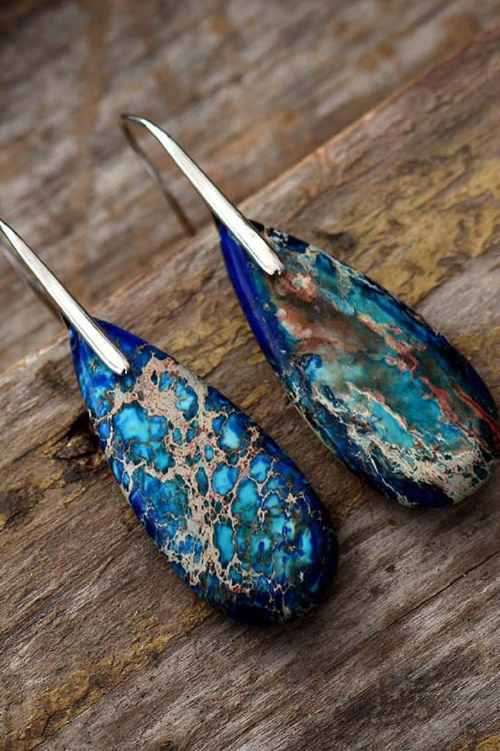 Handmade Teardrop Shape Natural Stone Dangle Earrings | Earrings Daverri Fashions