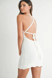 MABLE Crochet Crisscross Spaghetti Strap Mini Dress | Mini Dresses Daverri Fashions