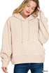 Zenana Oversized Fleece Kangaroo Pocket Hoodie Beige - DAVERRI FASHIONS