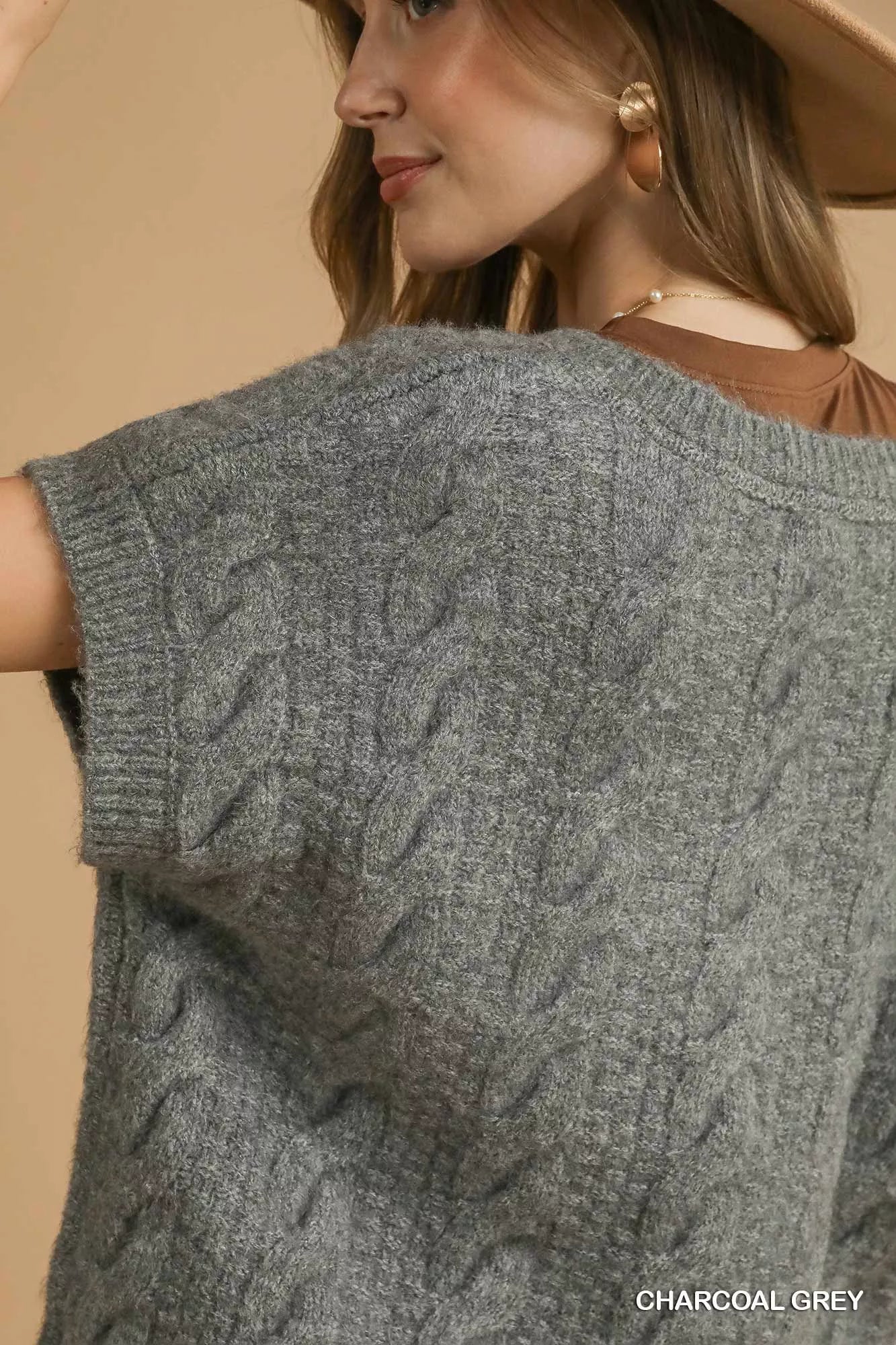 Umgee Cable-Knit V-Neck Sweater | Sweaters Daverri Fashions