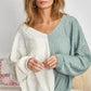 BiBi Twist Front Contrast Cable Knit Top - DAVERRI FASHIONS