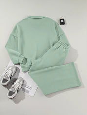 Drop Shoulder Zip Up Jacket and Drawstring Pants Active 2pcs Set | Loungewear Sets Daverri Fashions