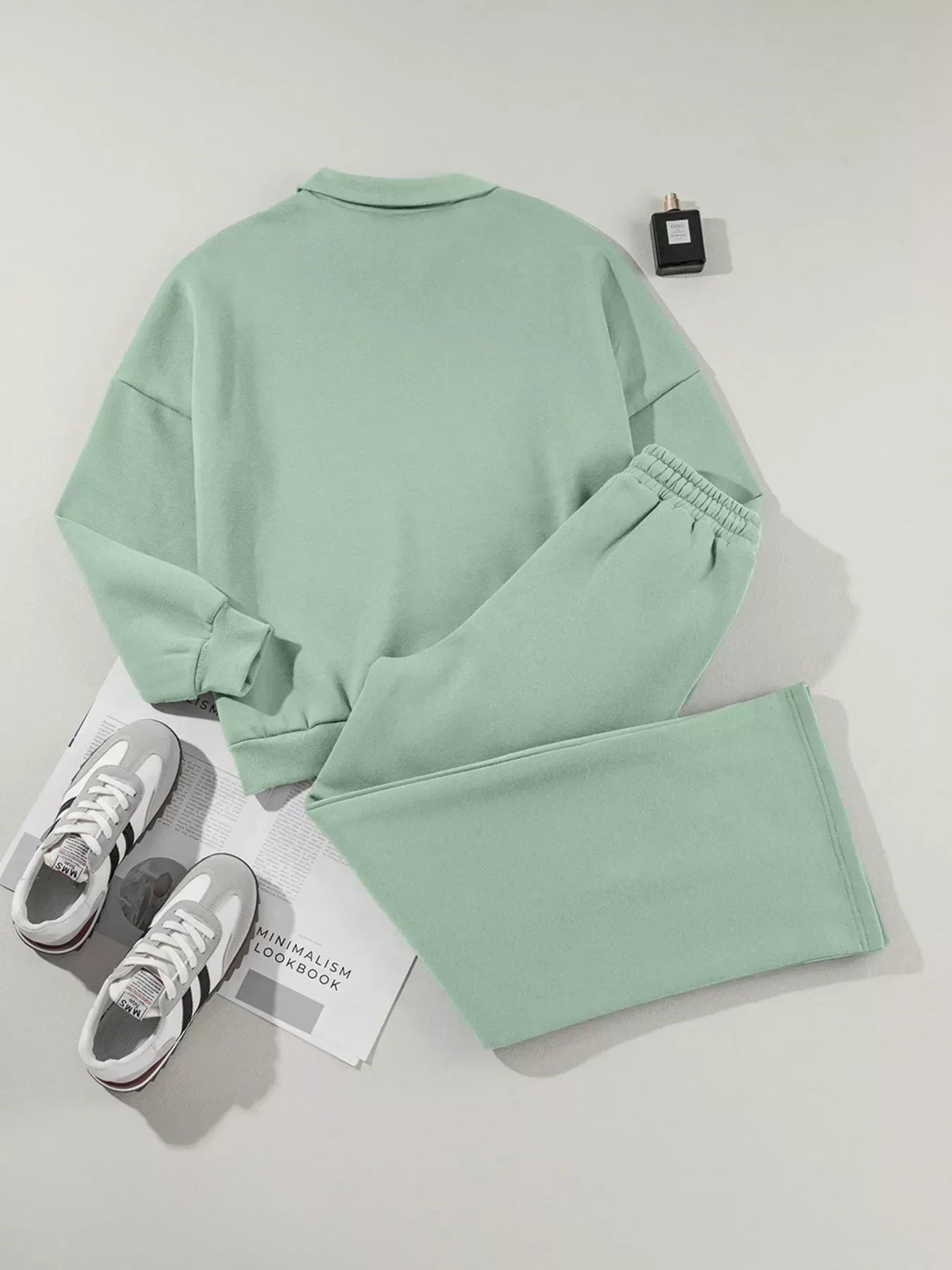 Drop Shoulder Zip Up Jacket and Drawstring Pants Active 2pcs Set - DAVERRI FASHIONS