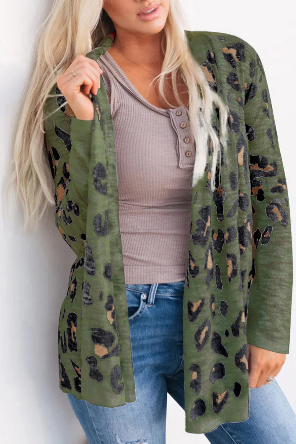 Printed Long Sleeve Cardigan - DAVERRI FASHIONS