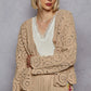 POL Button Down V-Neck Crochet Cardigan Cardigans