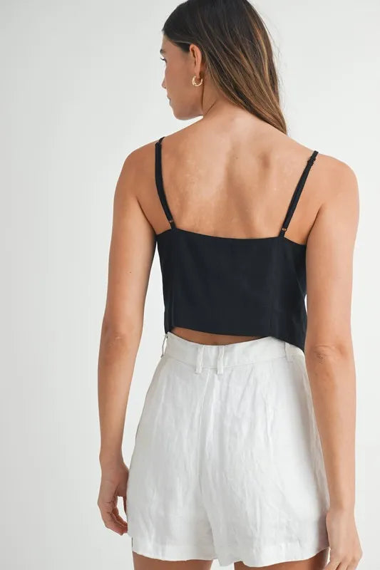 MABLE Linen Mix Button Down Tank Top | Daverri Fashions