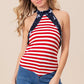 BiBi Stripe Jersey with Star Halter Neck with Tie Back Tops