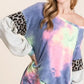 BiBi Tie Dye Terry Top with Contrast Puff Sleeves - DAVERRI FASHIONS