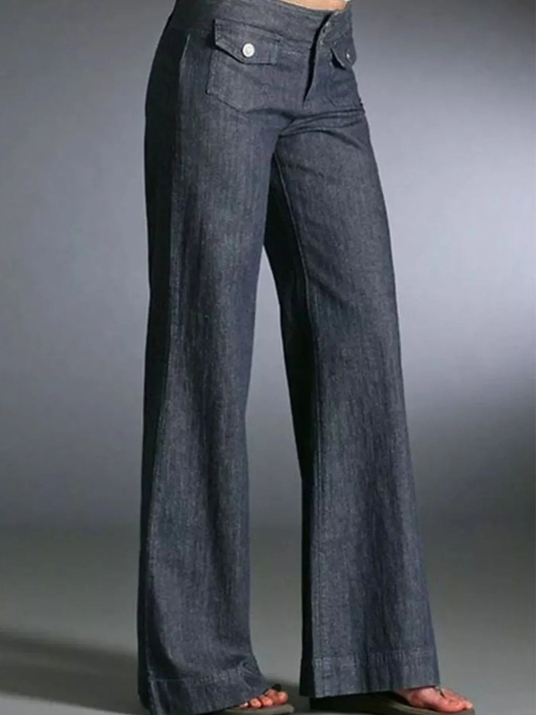 Dark Gray Full Size High-Waisted Wide-Leg Wash Jeans Plus Size | Jeans Daverri Fashions