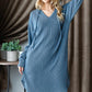 Heimish Ribbed Long Sleeve Hooded Dress Knee Length Dresses