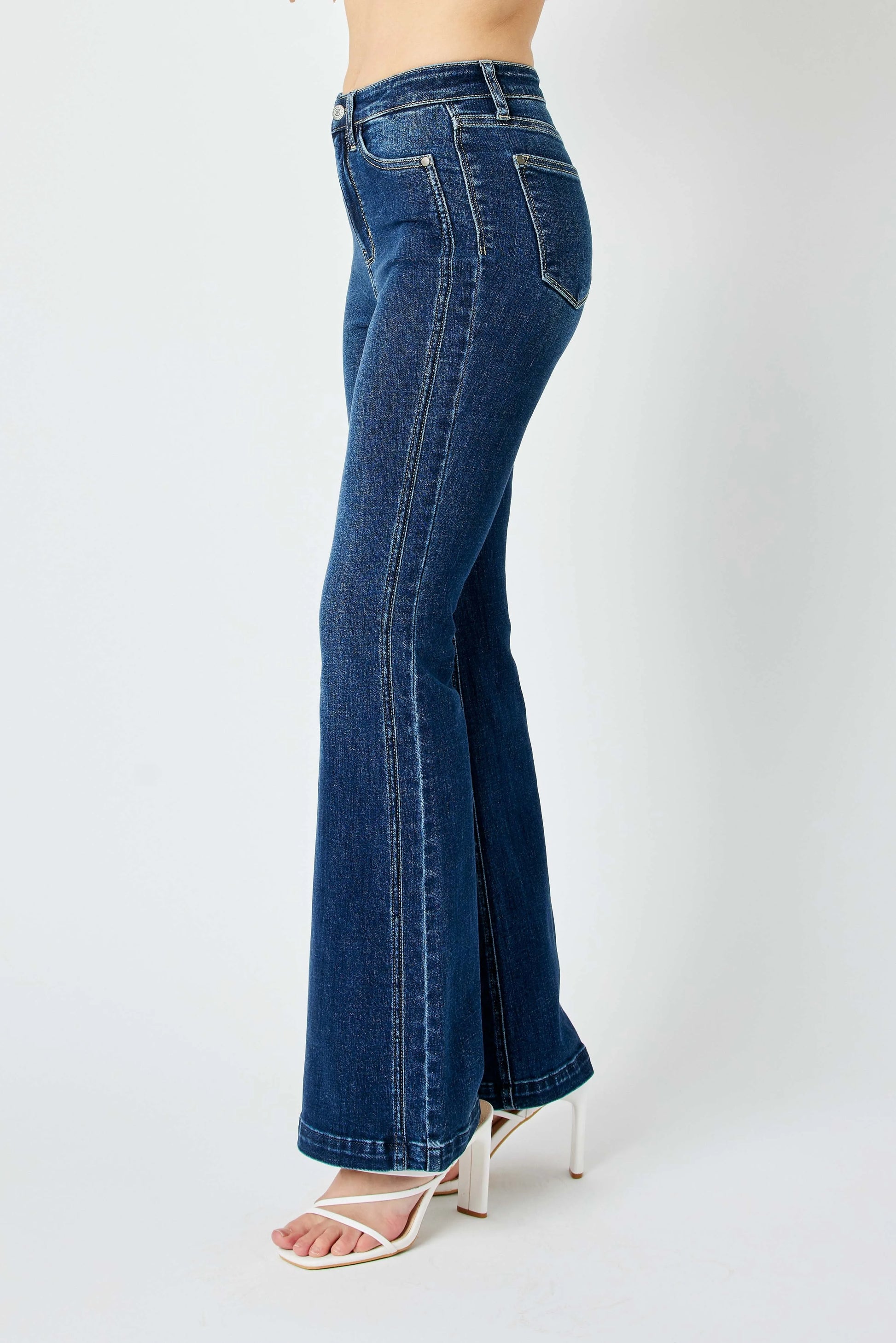 Judy Blue Full Size Hw Angled Side Seam Detail Flare Jeans Plus Size Jeans