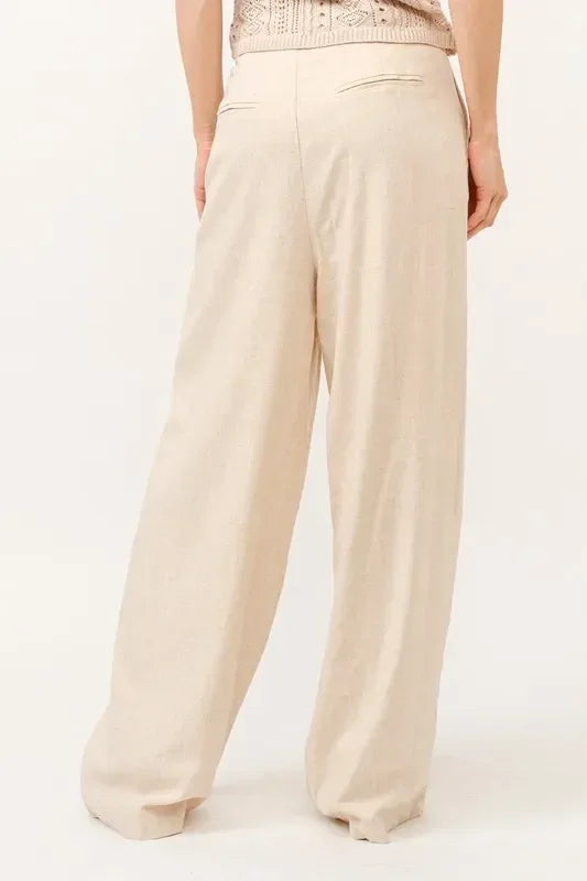And The Why High-Rise Wide Leg Linen Blended Pants - DAVERRI FASHIONS