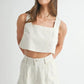 MABLE Sleeveless Crop Top and Shorts Set Oatmeal