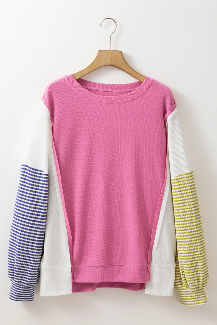 Exposed Seam Contrast Long Sleeve Sweatshirt | Sweatshirts Daverri Fashions