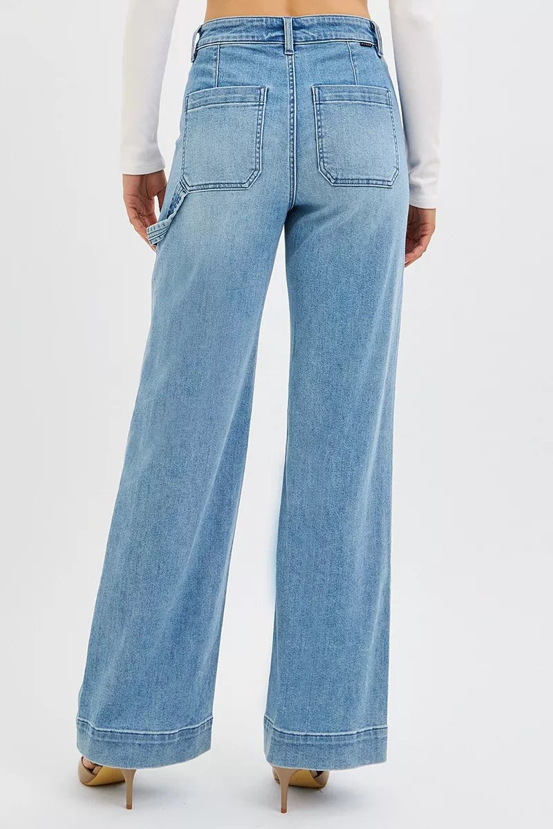 RISEN Full Size High Rise Straight Leg Jeans with Front Pockets Plus Size | Jeans Daverri Fashions