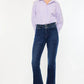 Kancan High Rise Double Waistband Flare Jeans - DAVERRI FASHIONS