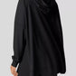 Black Daverri oversized drawstring side slit hoodie with relaxed silhouette