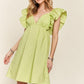 ADORA Smocked Back Ruffled Cap Sleeve Babydoll Dress Babydoll Dresses