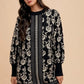 Annie Wear Floral Jacquard Round Neck Sweater Dress - DAVERRI FASHIONS