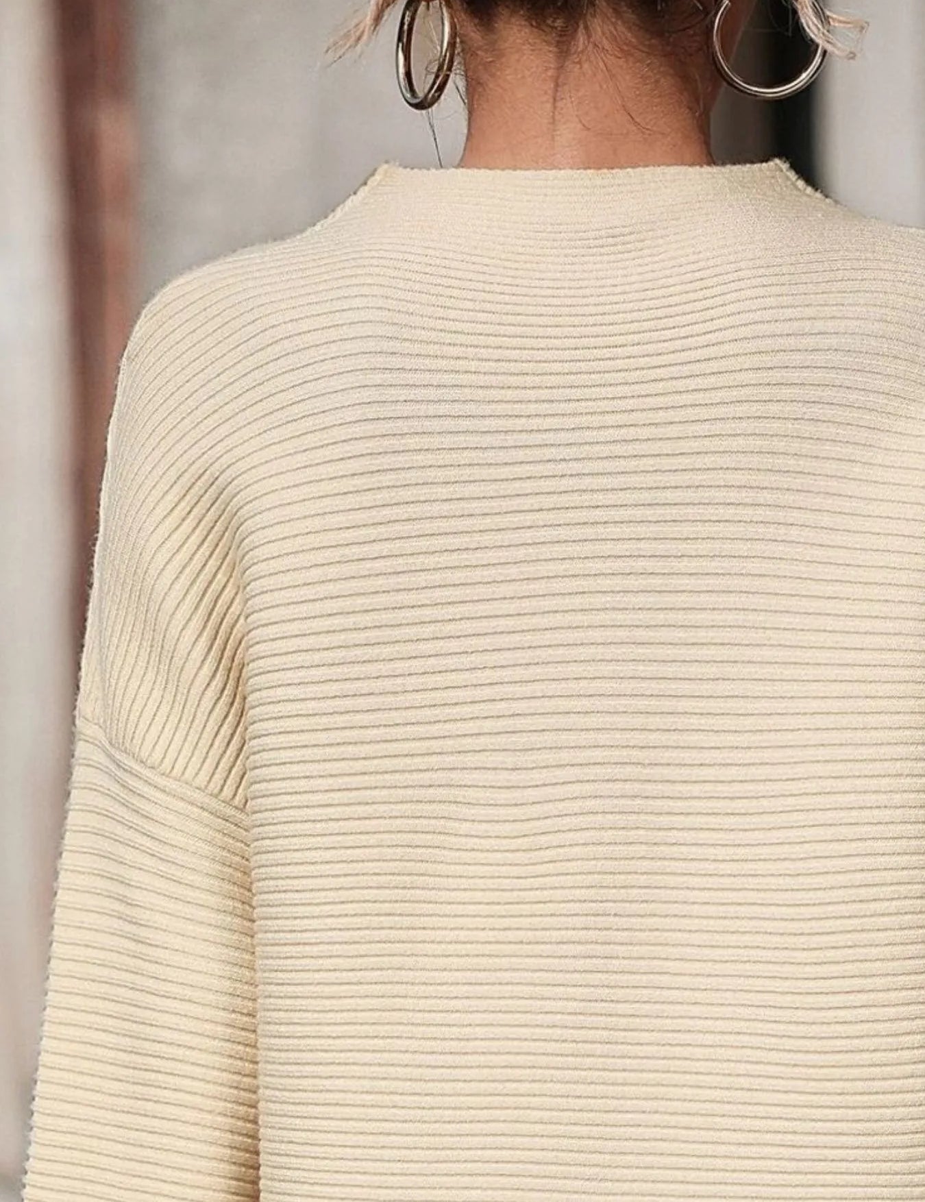 Mock Neck Drop Shoulder Knit Top | Knit Tops Daverri Fashions