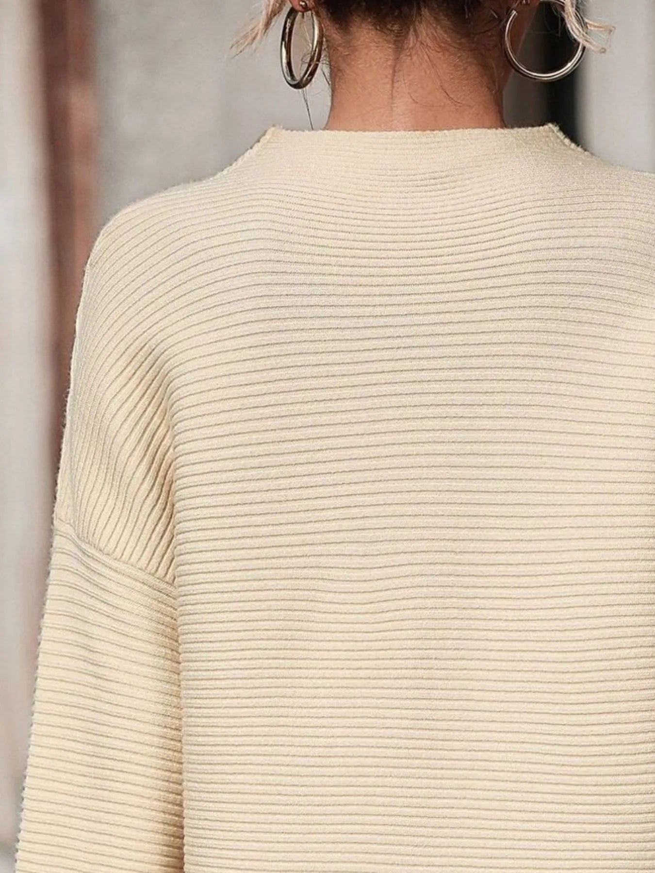 Mock Neck Drop Shoulder Knit Top | Knit Tops Daverri Fashions