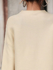 Mock Neck Drop Shoulder Knit Top | Knit Tops Daverri Fashions
