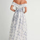 MABLE Floral Printed Off Shoulder Maxi Dress
