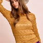 Mustard yellow textured BiBi ruffles detail sweater with round neckline