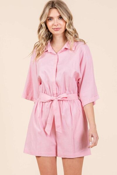 Mittoshop Tie Waist Half Sleeve Romper