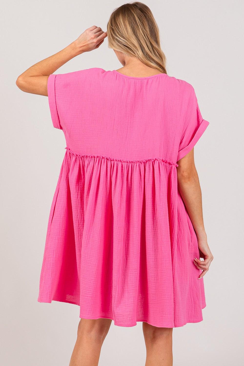 SAGE + FIG Button Up Short Sleeve Dress Mini Dresses