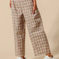 SO ME Check Plaid Wide Leg Pants with Big Patch Pockets