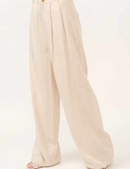 And The Why High-Rise Wide Leg Linen Blended Pants | Daverri Fashions