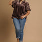 Umgee Full Size Velvet Embroidered Sleeve Blouse Plus Size