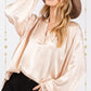 SAGE + FIG Notched Long Sleeve Blouse Blouses