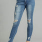 Umgee Distressed Skinny Jeans with Edge Detail DENIM Jeans