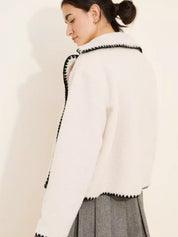 Sherpa Contrast Trim Button Up Jacket | Jackets Daverri Fashions