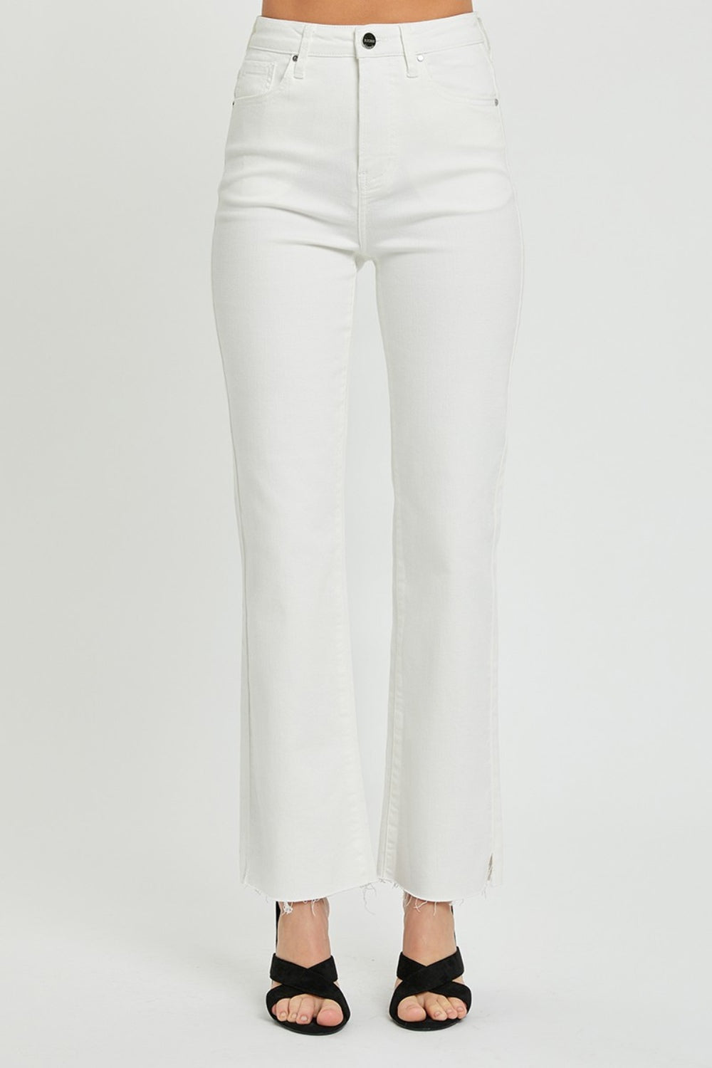 RISEN White High Rise Tummy Control Straight Jeans Jeans