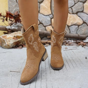Cowboy Block Heels Boots | Boots Daverri Fashions