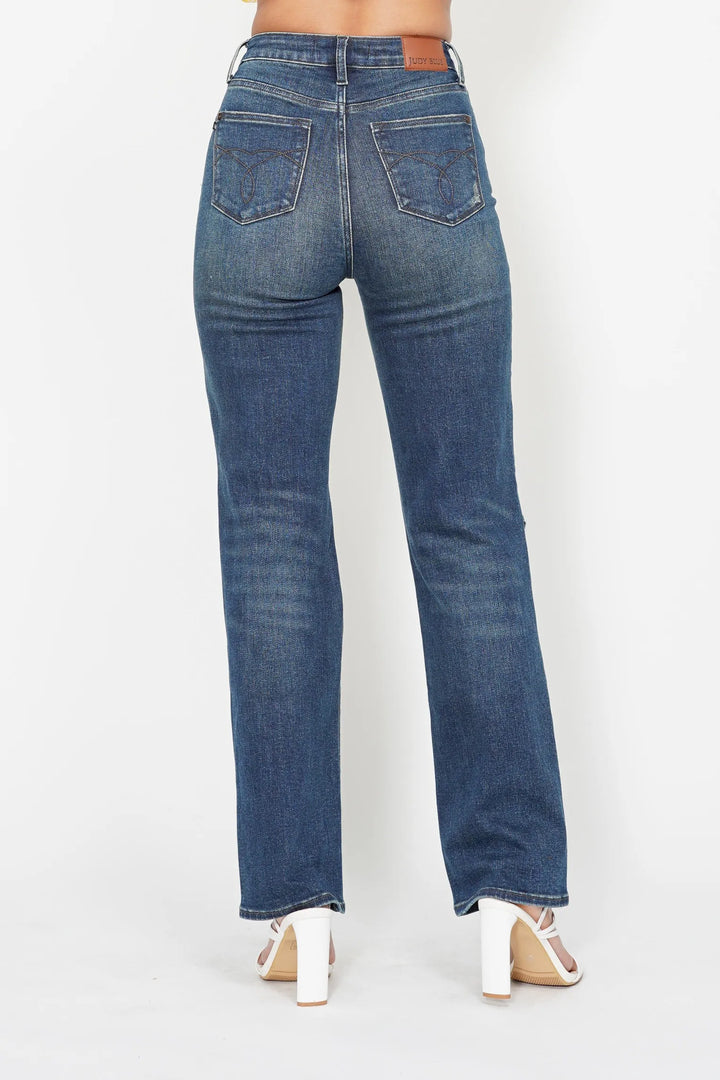 Judy Blue Full Size Hw Ripped Knee Dad Jeans Plus Size | Jeans Daverri Fashions