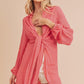 Aemi + Co Tied Collared Neck Long Sleeve Top Strawberry Tops