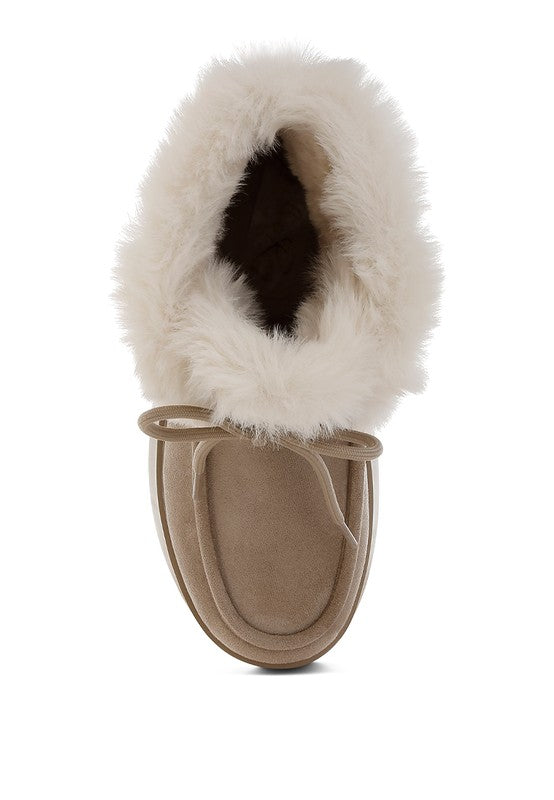 Bunting Faux Fur Collar Flatform Boots | Boots Daverri Fashions